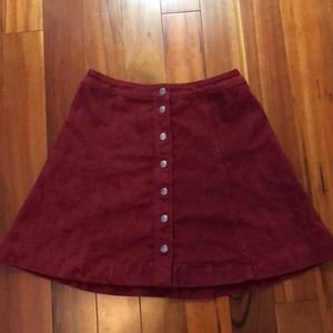 abercrombie and fitch dark red button down skirt
